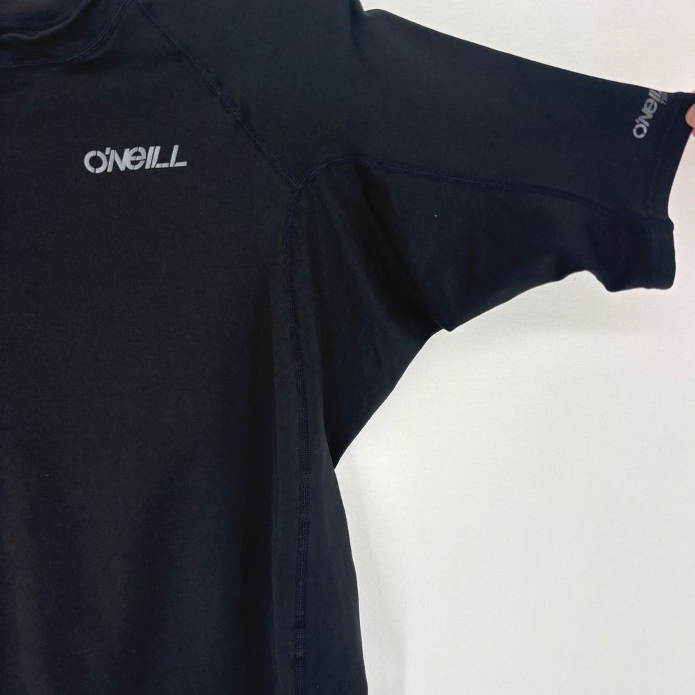 O'Neill Mens Black Short Sleeve Rash Guard Swim Shirt L Surf Athletic - Picture 2 of 7